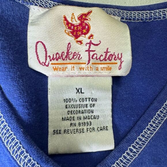 Quacker Factory Vinatage Beaded American Flag Heart V-neck T-Shirt Woman’s XL - Picture 8 of 10